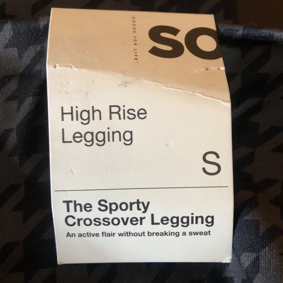 SO Sporty High Rise Crossover Leggings Womens Size Small Black Gray Comfy NEW - Picture 5 of 9